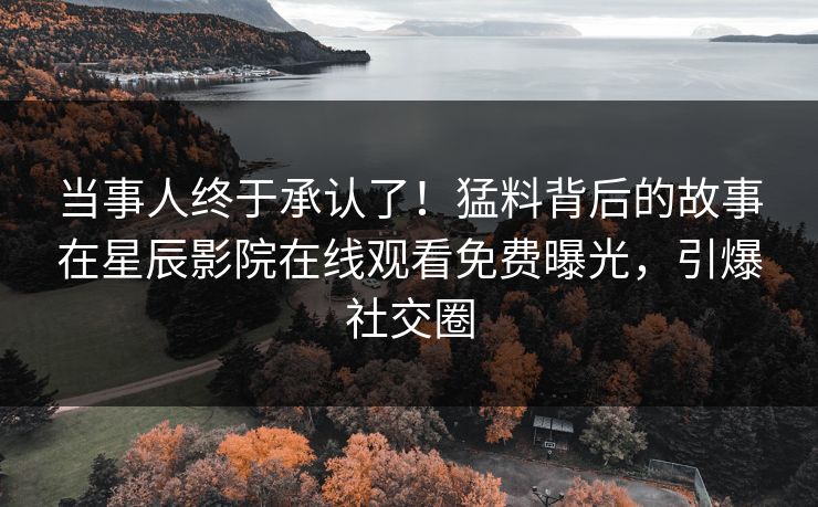 当事人终于承认了！猛料背后的故事在星辰影院在线观看免费曝光，引爆社交圈
