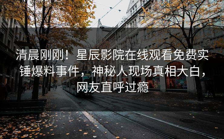 清晨刚刚！星辰影院在线观看免费实锤爆料事件，神秘人现场真相大白，网友直呼过瘾